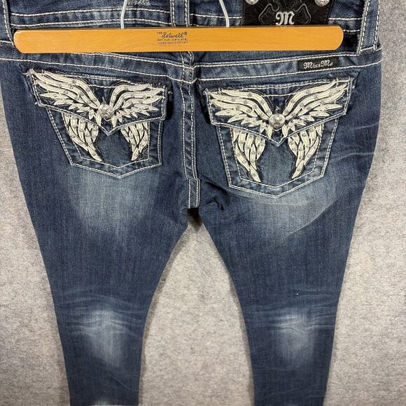 Miss Me Womens Ankle Straight Mid-Rise Distressed Raw Hem Jeans Size 27 - Picture 9 of 13